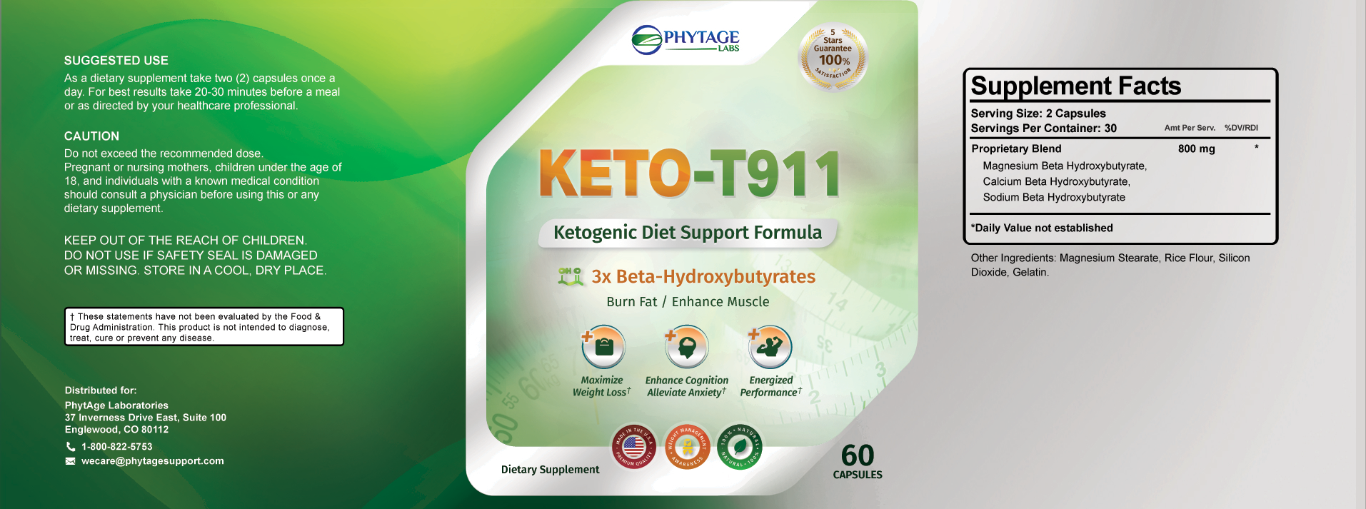 Keto-T911 Ingredients Label