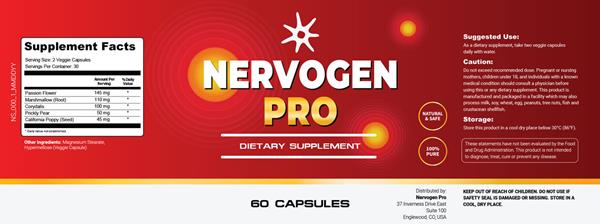 Nervogen Pro Ingredients Label