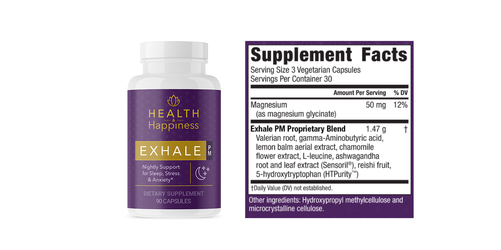Exhale PM Ingredients Label