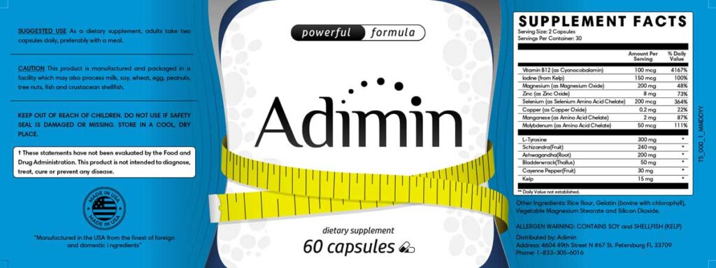 Adimin Ingredients Label