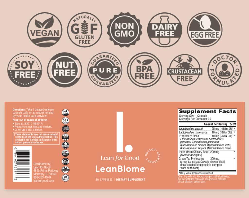 Leanbiome Ingredients Label