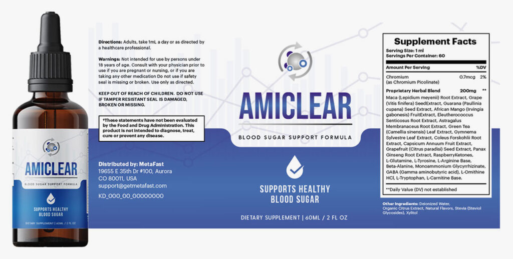 Amiclear Ingredients Label